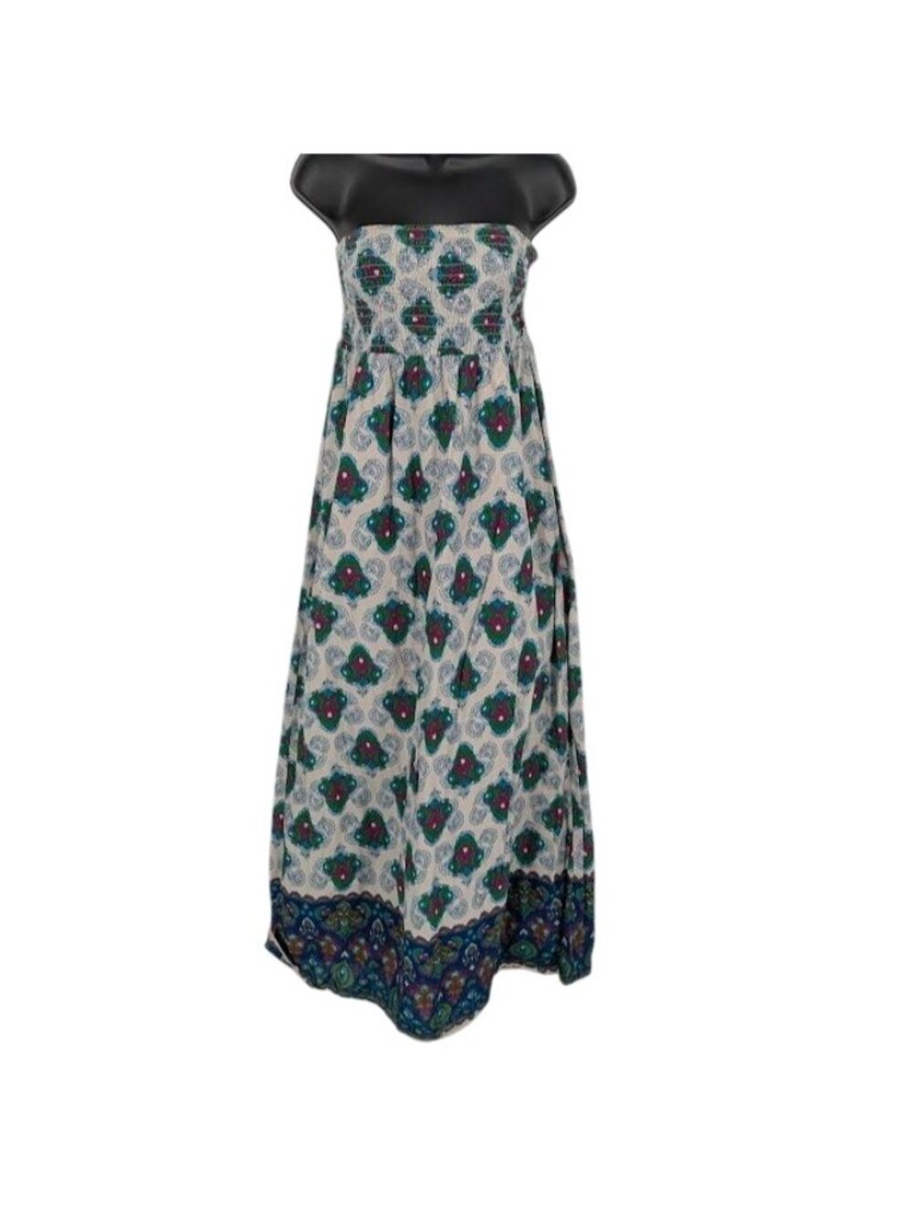 Old Navy Paisley Strapless Midi Dress Y2K Cottage Festival Resort Smocked Medium